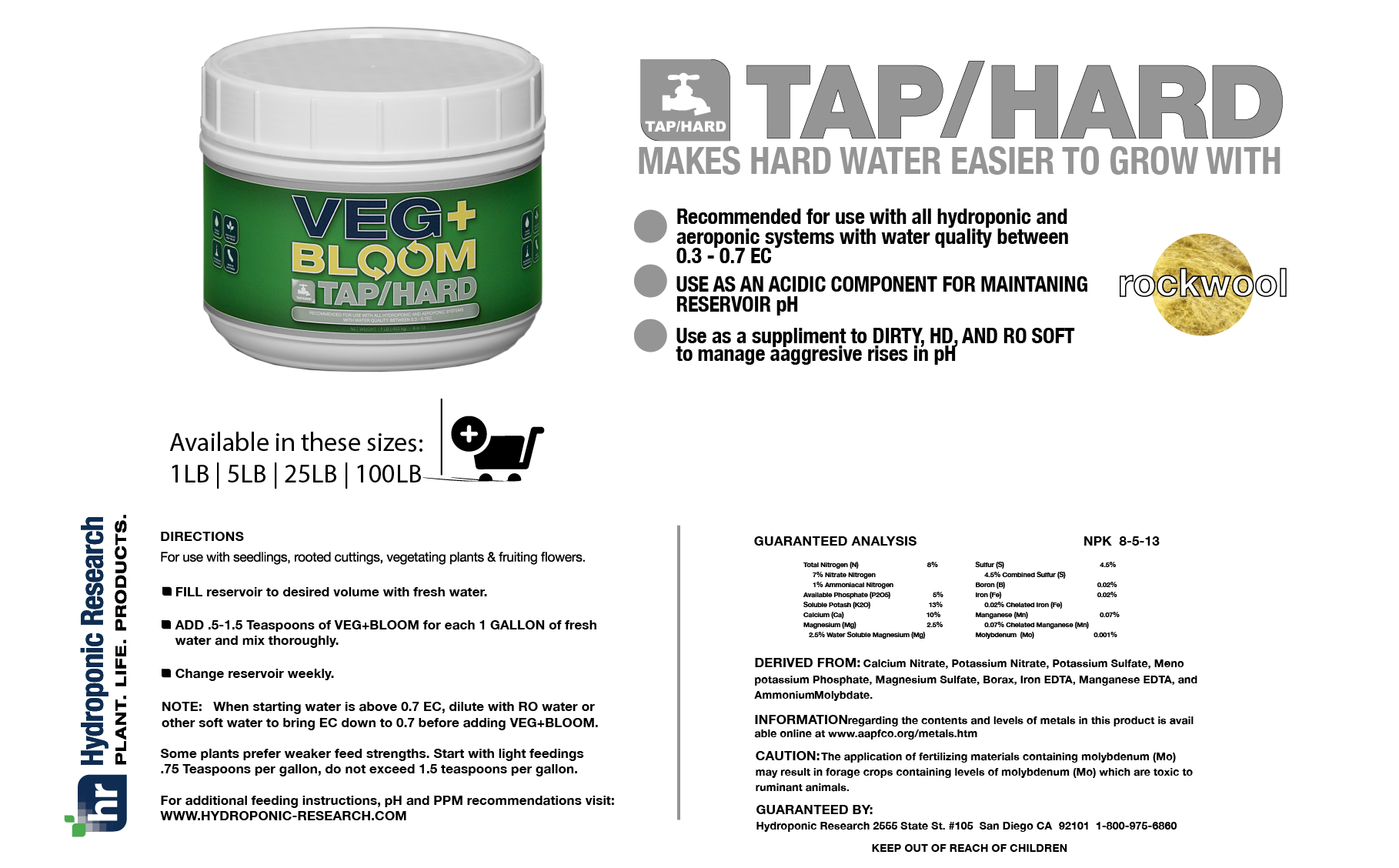 Veg Bloom Coco Feeding Chart